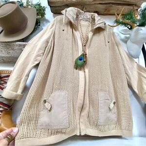 Safari MESH boho cardigan/cover up w botanical vacay vibe